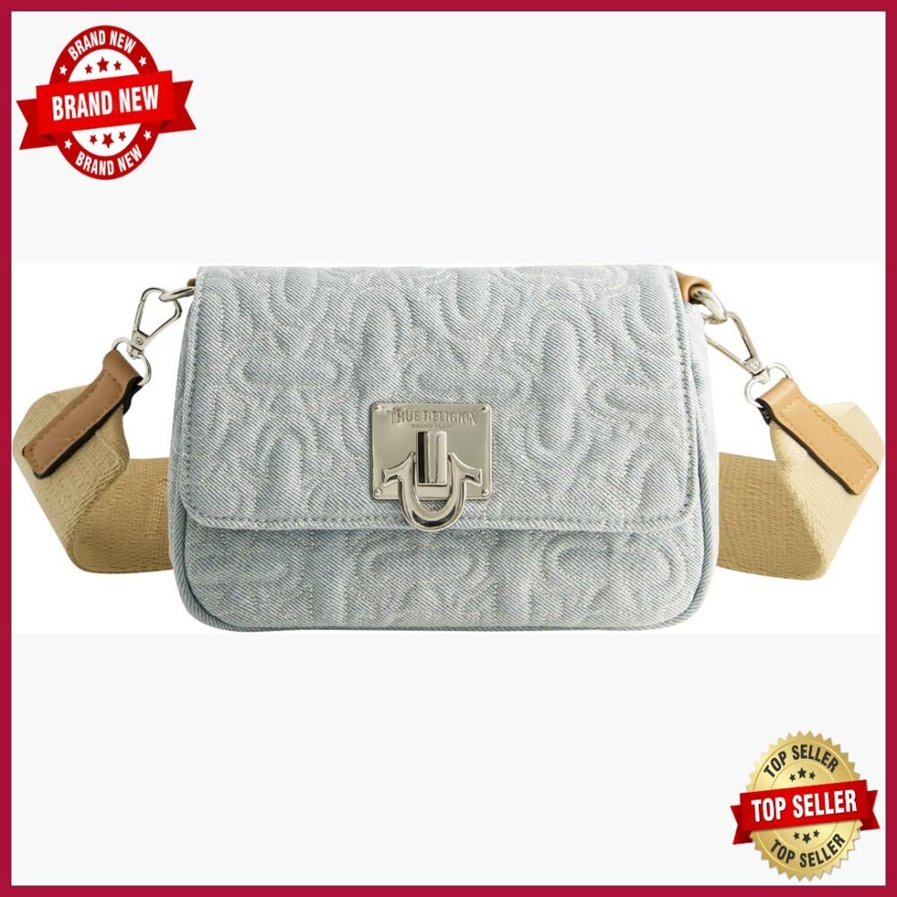Quilted Denim Crossbody Bag with Adjustable Strap, Small Messenger Purse